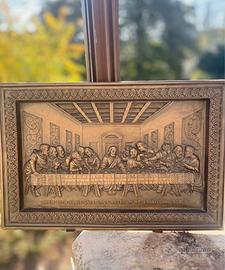 Quadro bassorilievo Ultima Cena effetto bronzo