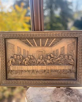 Quadro bassorilievo Ultima Cena effetto bronzo