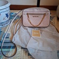 borsa Michael Kors a tracolla rosa catena oro logo