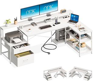 Scrivania Gaming Angolare 2 USB 2 Prese Rev.