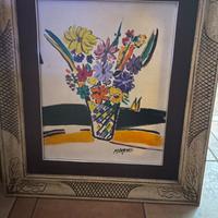 Quadro Sante Monachesi tela e cornice vaso fiori
