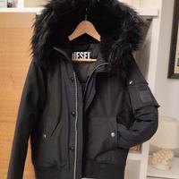 Giubbino con cappuccio e pelliccia nero Diesel.