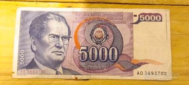Banconota da 5000 Dinara della Jugoslavia