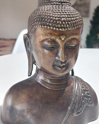 Busto  Buddah vintage in bronzo da Indonesia