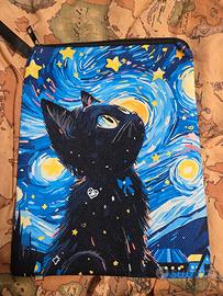 pochette custodia con gatto e la notte stellata