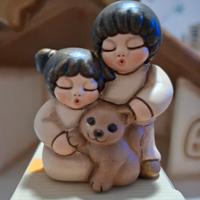 Presepe Thun coppia bimbi con gatto champagne 