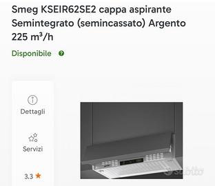 Capoa aspirante Smeg  semiintegrata argento