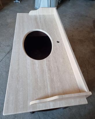 PIANA MARMO LAVABO IN TRAVERTINO 136X60X12