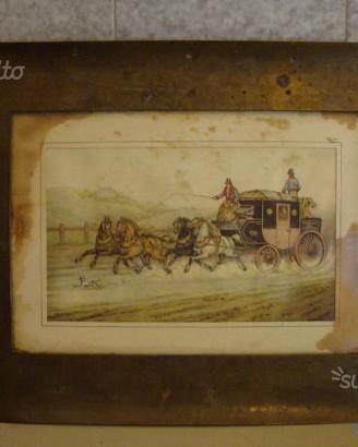 Quadro Vassoio Bronzo raffigurazione Scena Caccia