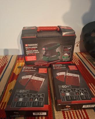 Smerigliatrice PARKISIDE più SET CARTA ABRASIVA 