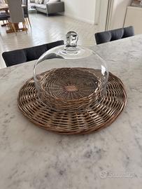 Vassoio con cloche in vetro