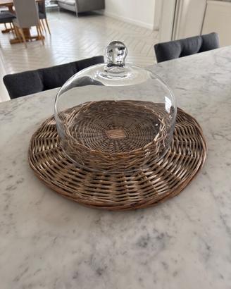 Vassoio con cloche in vetro