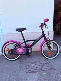Bici Bambina B’Twin 16” nero/fucsia + rotelle
