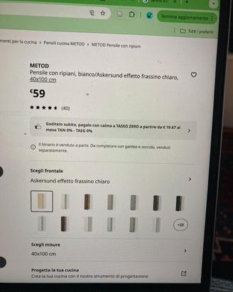 Pensile Ikea bianco METOD 40X100