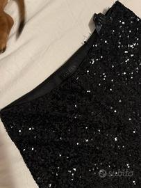 pantaloni di paillettes neri guess, nuovi