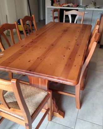 Tavolo grande 200x90 con 6 sedie in legno