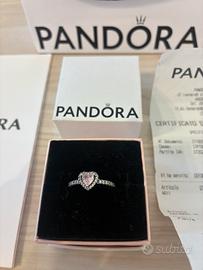 Anello Pandora argento cuore rosa nuovo tg 54