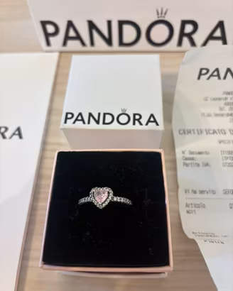 Anello Pandora argento cuore rosa nuovo tg 54