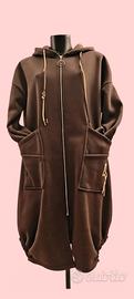Maxi felpa over con cappuccio e zip