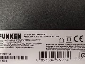 TV Telefunken ricambi TE40750B4512KT in blocco