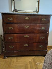 Como antico 4 cassetti in legno con piano in marmo