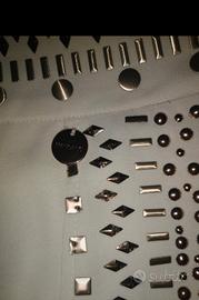 gonna asimmetrica con ricamo di borchie Mangano 