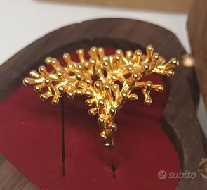 Anello stile vintage corallo placcato oro 18 KT