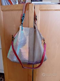 Borsa a spalla in pelle patchwork