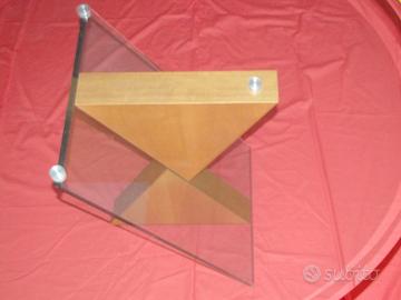 Tavolo rotondo cristallo e legno design Reflex