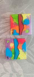 mini tele 8x8cm di Napoli dipinti a mano stile mod