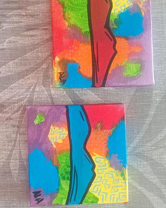 mini tele 8x8cm di Napoli dipinti a mano stile mod