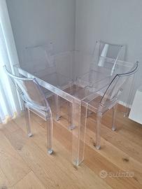 Kartell Invisible Table + 4 sedie modello La Marie