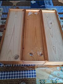 3 scatole di legno per vini spumanti liquori hobby