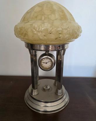 lampada liberty in alabastro con orologio 