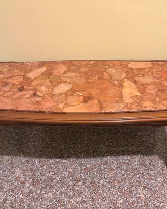 Tavolino in legno con piano in marmo