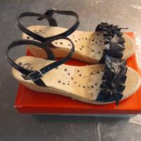 Sandali Bata bambina con zeppa in corda n. 36 nero