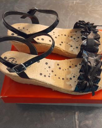Sandali Bata bambina con zeppa in corda n. 36 nero