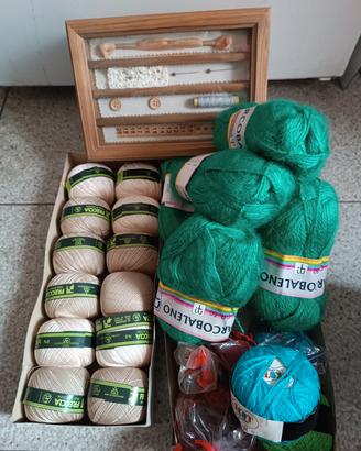 cassetta cucito,lana,cotone