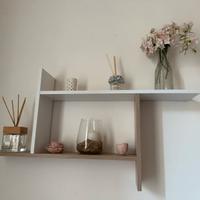 Mensola in legno rovere e laccato bianco, 110x60cm