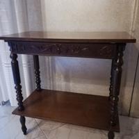 Carrello vintage in legno con cassetto