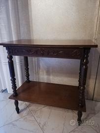 Carrello vintage in legno con cassetto