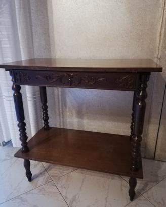 Carrello vintage in legno con cassetto