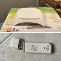 TL-MR3420 wireless router + chiavetta 21.6 Mbps
