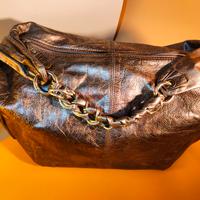 Borsa in vera pelle color bronzo 