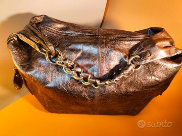 Borsa in vera pelle color bronzo 