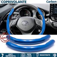 COPRIVOLANTE per TOYOTA Effetto FIBRA CARBONIO Blu