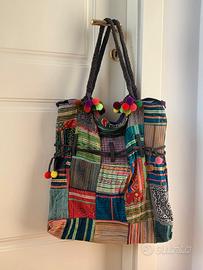 Borsa patchwork colorata in cotone