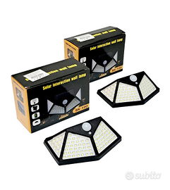 SET 2 LAMPADE SOLARI DA ESTERNO_100 LED SU 4 LATI