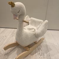 Cavallino a dondolo cigno con corona