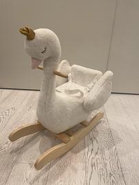 Cavallino a dondolo cigno con corona